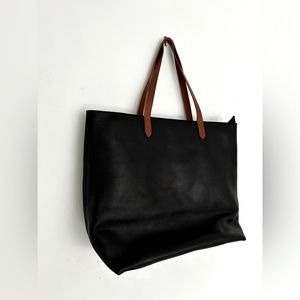 Madewell - The zip top Transport tote - black leather